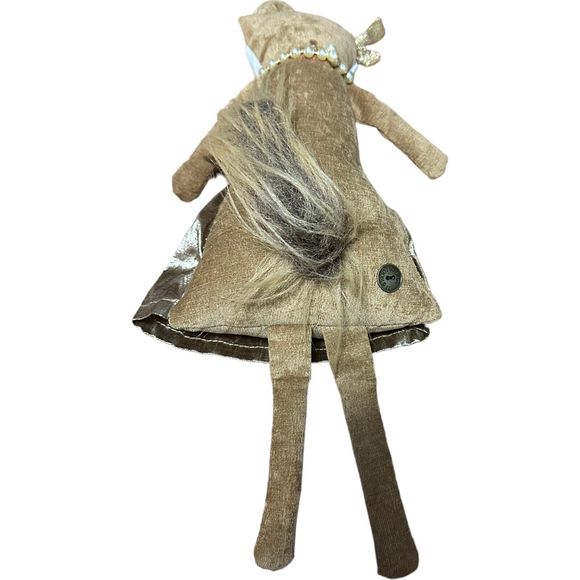 Woof & Poof Christmas Fox Gold Rose Dress Pearls Shelf Sitting Doll 2012 Rare - Picture 10 of 16